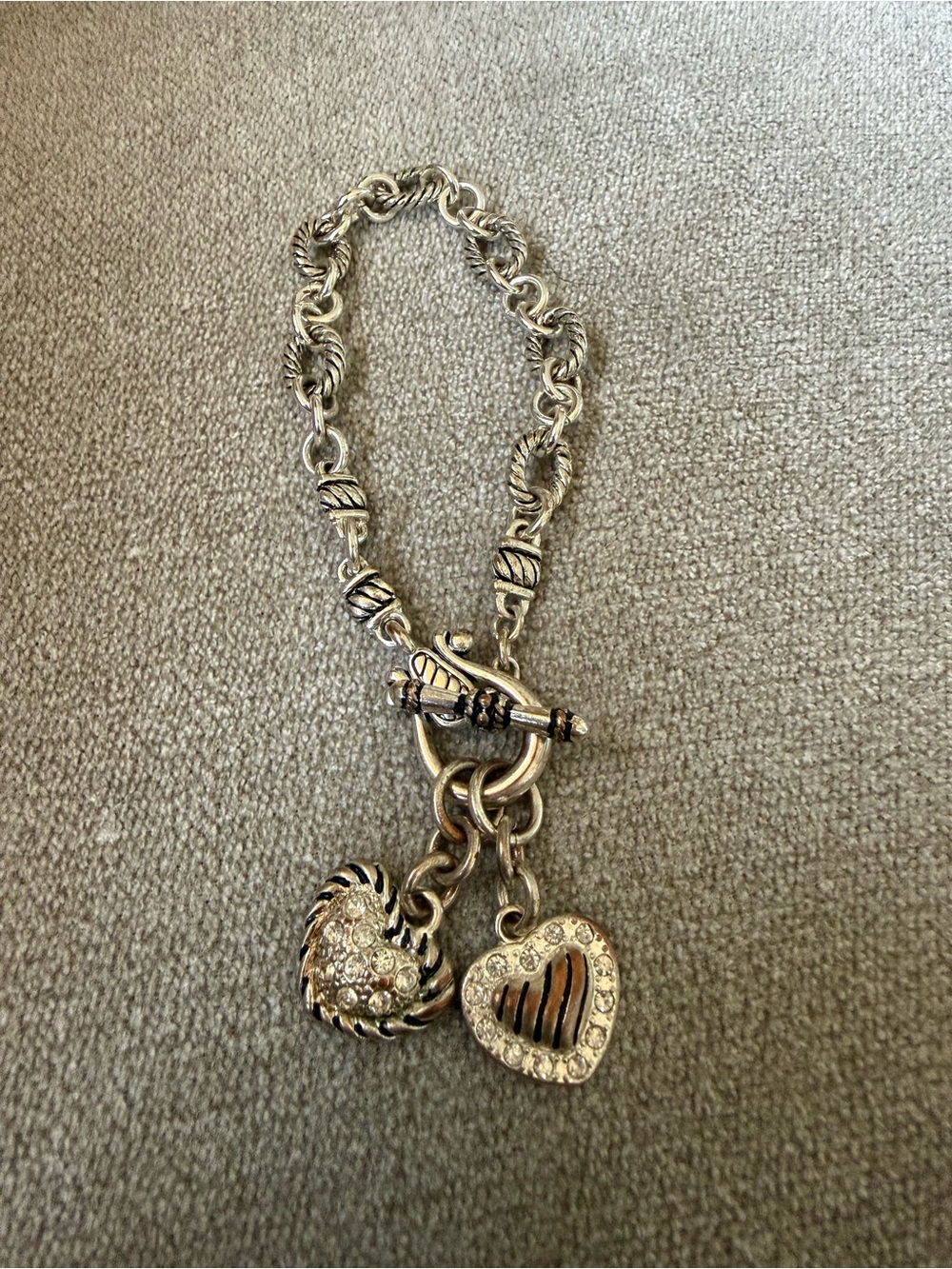 Premier Designs Silver-Tone Heart Charm Toggle Bracelet